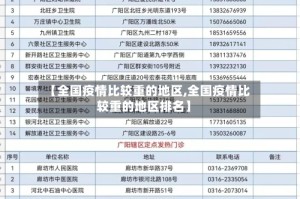 【全国疫情比较重的地区,全国疫情比较重的地区排名】