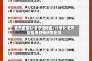 北京疫情快递停运地区/北京快递受疫情限制无法发出吗