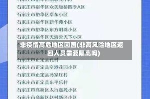 非疫情高危地区回国(非高风险地区返回人员需要隔离吗)