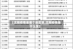 【沈阳疫情是哪个地区管,沈阳疫情是什么区】