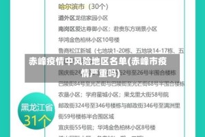 赤峰疫情中风险地区名单(赤峰市疫情严重吗)