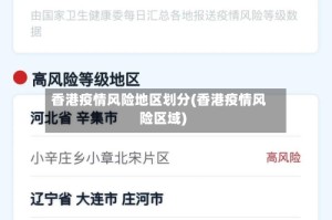 香港疫情风险地区划分(香港疫情风险区域)