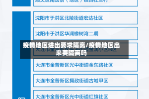 疫情地区进出要求隔离/疫情地区出来要隔离吗