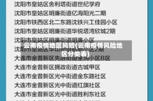 云南疫情地区风险(云南疫情风险地区分类表)