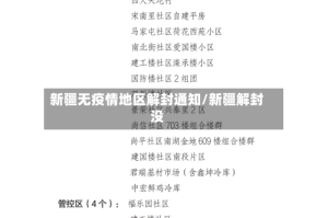 新疆无疫情地区解封通知/新疆解封没