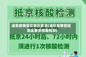 进京疫情管控地区要求(进京疫情管控地区要求核酸检测)