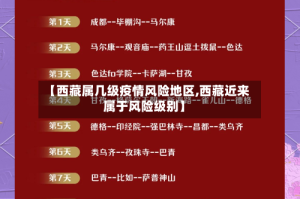 【西藏属几级疫情风险地区,西藏近来属于风险级别】