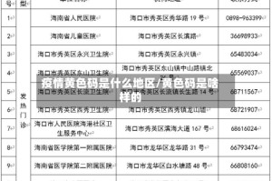 疫情黄色码是什么地区/黄色码是啥样的