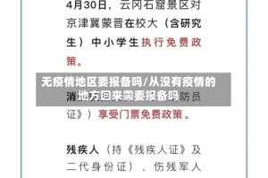 无疫情地区要报备吗/从没有疫情的地方回来需要报备吗