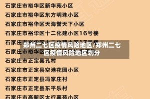 郑州二七区疫情风险地区/郑州二七区疫情风险地区划分
