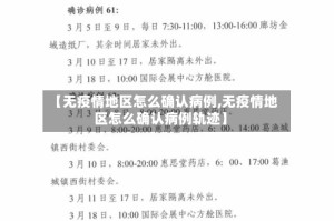【无疫情地区怎么确认病例,无疫情地区怎么确认病例轨迹】