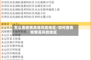 怎么看疫情高低风险地区/如何查看疫情高风险地区