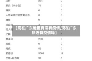 【现在广东地区有没有疫情,现在广东那边有疫情吗】